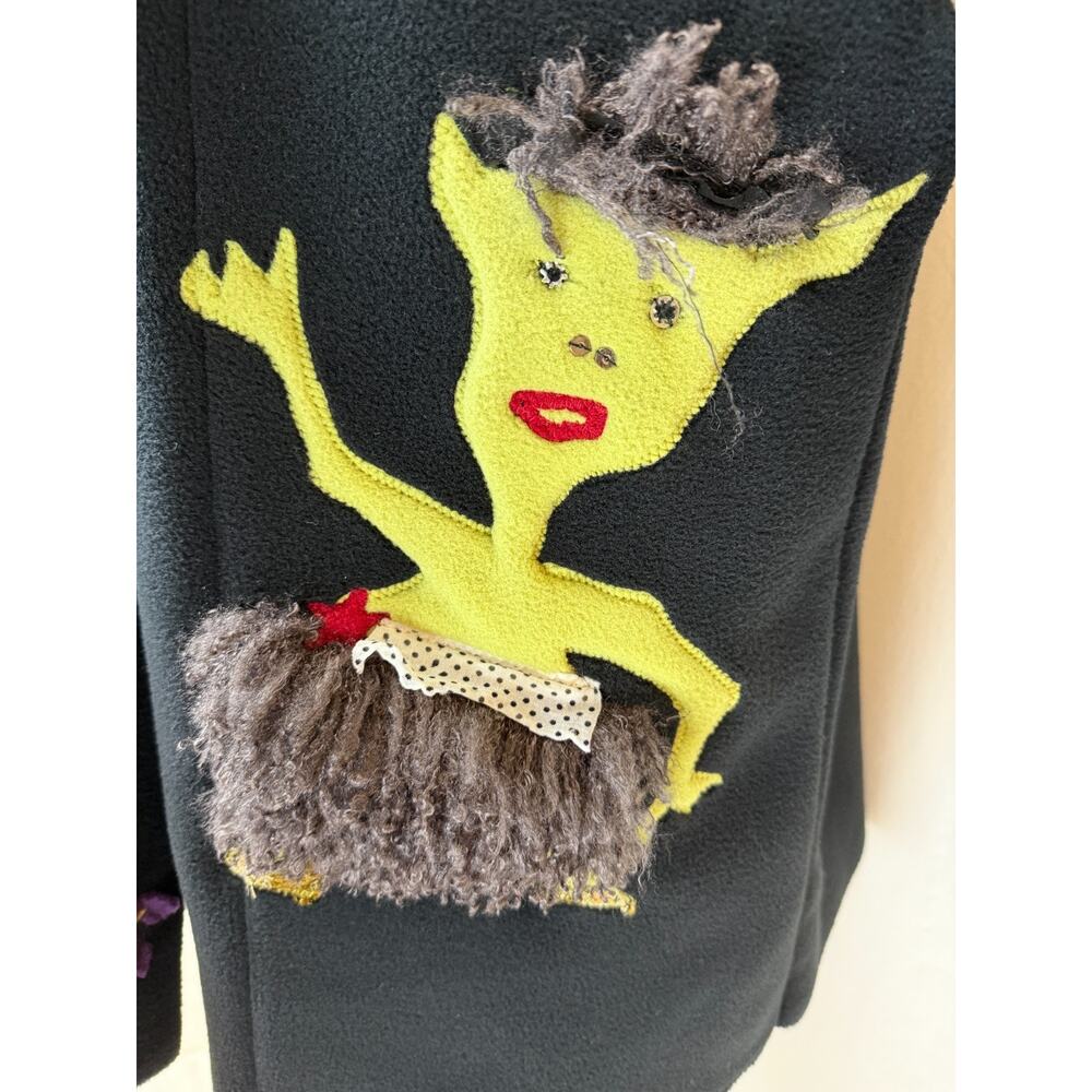 GISELLE SHEPATIN Black Embellished Coat Art to Wear Fleece OS #1-0168 - Picture 9 of 11